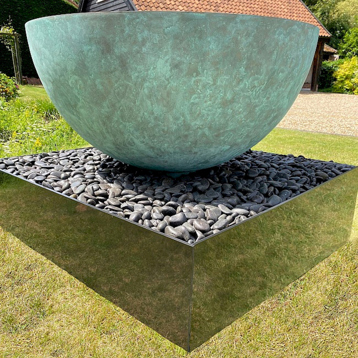 Bronze bowl water feature