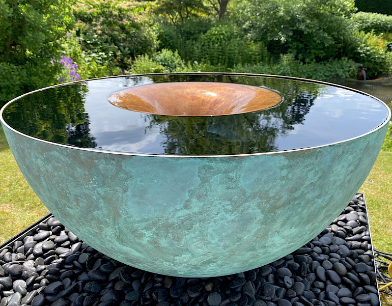 Bronze copper look bowl water feature